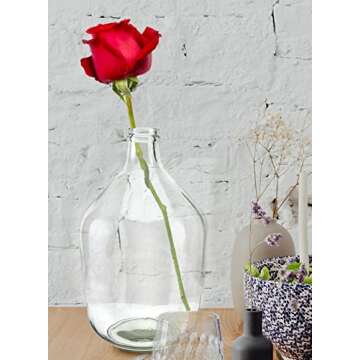 Serene Spaces Living Clear/Brown Tall Vase, Bottle Glass Vase, Elegant Home Decor for Fresh or Dried Flowers, Perfect for Living Rooms, Dining Areas, and Centerpieces (Large- Pack of 1)