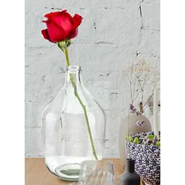 Serene Spaces Living Clear/Brown Tall Vase, Bottle Glass Vase, Elegant Home Decor for Fresh or Dried Flowers, Perfect for Living Rooms, Dining Areas, and Centerpieces (Large- Pack of 1)