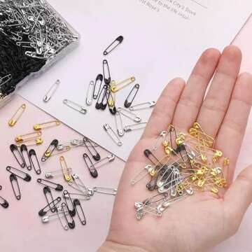 600 Pcs Safety Pins Assorted, 4 Sizes Large and Small Safety Pins for Clothes,Black Gold Silver Safety Pins Rust Resistant for Art,Crafts, Sewing and Jewelry Making