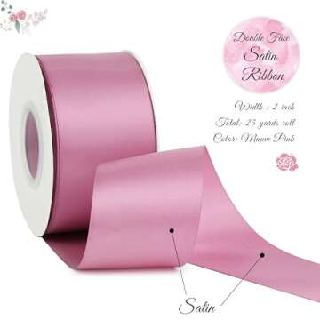 DINDOSAL Dusty Rose Ribbon 2 Inch Double Face Pink Satin Ribbon Thick Mauve Ribbon for Gift Wrapping...