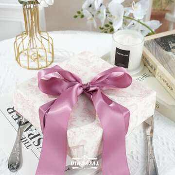 DINDOSAL Dusty Rose Ribbon 2 Inch Double Face Pink Satin Ribbon Thick Mauve Ribbon for Gift Wrapping Wedding Decor Bridal Bouquet Party Decorations Cake Christmas Tree - 25Yards