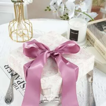 DINDOSAL Dusty Rose Ribbon 2 Inch Double Face Pink Satin Ribbon Thick Mauve Ribbon for Gift Wrapping Wedding Decor Bridal Bouquet Party Decorations Cake Christmas Tree - 25Yards