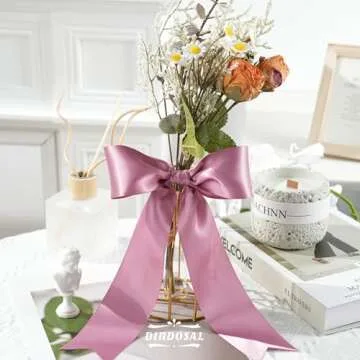 DINDOSAL Dusty Rose Ribbon 2 Inch Double Face Pink Satin Ribbon Thick Mauve Ribbon for Gift Wrapping Wedding Decor Bridal Bouquet Party Decorations Cake Christmas Tree - 25Yards