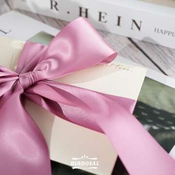 DINDOSAL Dusty Rose Ribbon 2 Inch Double Face Pink Satin Ribbon Thick Mauve Ribbon for Gift Wrapping Wedding Decor Bridal Bouquet Party Decorations Cake Christmas Tree - 25Yards