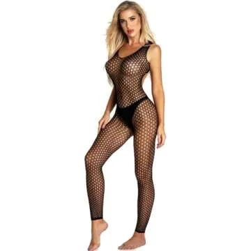 Walang Lip Women's Sexy Mesh BodyStocking Fishnet Lingerie Long Sleeve Bodysuits One Piece Jumpsuit ...