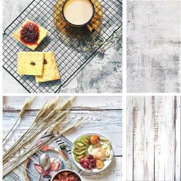 Selens 22x35.4inch (56x90cm) 2 in 1 Wood Wall Cement Backdrop Flat Lay Food Background Tabletop Photography Double Sides Backdrop for Jewelry, Cosmetics, Small Product, Photography Props No.H