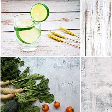 Selens 22x35.4inch (56x90cm) 2 in 1 Wood Wall Cement Backdrop Flat Lay Food Background Tabletop Photography Double Sides Backdrop for Jewelry, Cosmetics, Small Product, Photography Props No.H