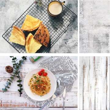 Selens 22x35.4inch (56x90cm) 2 in 1 Wood Wall Cement Backdrop Flat Lay Food Background Tabletop Photography Double Sides Backdrop for Jewelry, Cosmetics, Small Product, Photography Props No.H