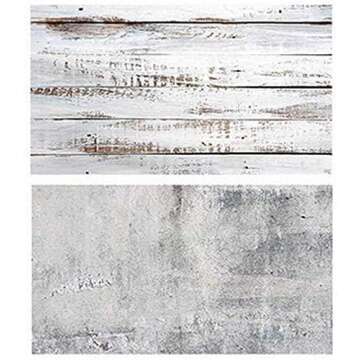 Selens 22x35.4inch (56x90cm) 2 in 1 Wood Wall Cement Backdrop Flat Lay Food Background Tabletop Photography Double Sides Backdrop for Jewelry, Cosmetics, Small Product, Photography Props No.H