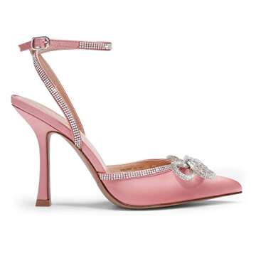 DREAM PAIRS Women's High Heels Destiny Closed Toe Strappy Heels Sexy Rhinestone Ankle Strap Pumps Wedding Bridal Party Dress Shoes Destiny,Size 10,Pink,SDPU2208W