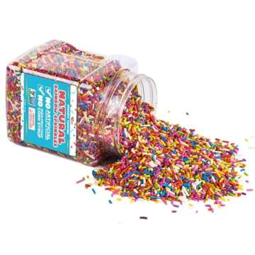 Dye Free Rainbow Sprinkles - 1.5 Pounds - All Natural, Vegan Sprinkles for Baking, Ice Cream, Cookie...