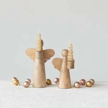 Charming Mango Wood Angel Candleholder for All Occasions