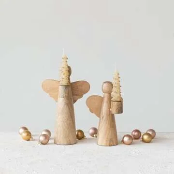 Charming Mango Wood Angel Candleholder for All Occasions