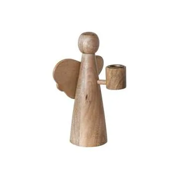 Charming Mango Wood Angel Candleholder for All Occasions