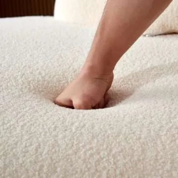 YSJZYBF 119.29" Modern Curved Sectional Sofa, Oversized Upholstered Foam-Filled Sectional Sofa Couch, Sherpa Fabric Minimalist Sofa with 3 Pillows for Living Room, Apartment, Easy Assembly, Beige