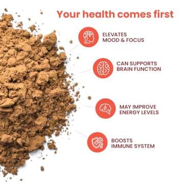 Organic Mushroom Powder Blend - 4-in-1 Reishi, Lion’s Mane, Cordyceps and Chaga Mushroom Supplement Extract Complex, Mushroom Blend Powder for Immune Boost & Brain Support, Add to Coffee, Tea or Water