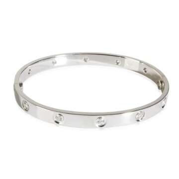 Cartier, Pre-Loved, Love Bracelet, 10 Diamonds, White Gold, 18 cm