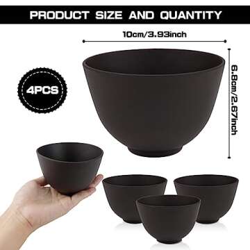4 Inch DIY Silicone Facial Mask Mixing Bowl - 4 PCS Beauty Tool for Home