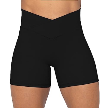 Sunzel Sunzfly Crossover Biker Shorts for Women, V Criss Cross High Waist Yoga Workout Gym Shorts wi...