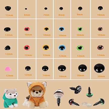 Safety Eyes 796pcs Plastic Safety Eyes and Noses, 6-20mm Black Craft Doll Eyes with Washers Assorted...
