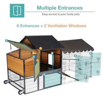 Large Mobile Chicken Coop for 6-8 Chickens | Durable & Convenient