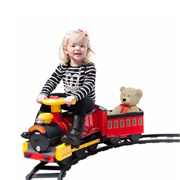 Rollplay Electric Train Ride On for Kids Featuring Real Cold Water Steam, 22 Track Pieces, Detachabl...