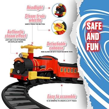 Rollplay Electric Train Ride On with Real Steam for Kids