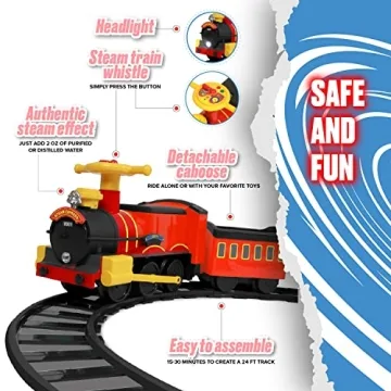 Rollplay Electric Train Ride On with Real Steam for Kids
