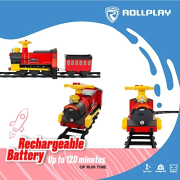 Rollplay Electric Train Ride On with Real Steam for Kids