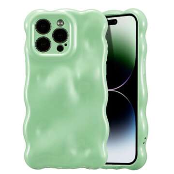 UEEBAI Ripple Case for iPhone 14 Pro Max, Cute Silver Cover Wave Shape for iPhone Case Pretty Aesthe...