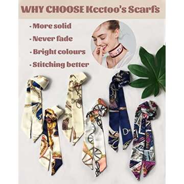 kcctoo 6Pack Scarf Bags for Women Handbag Scarfs Band Hair Neck Scarves Fashion Gifts