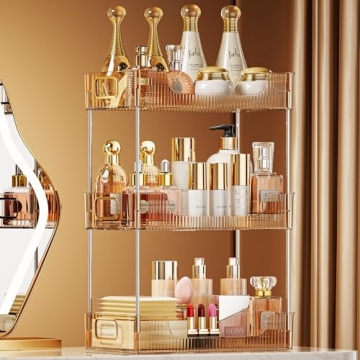 Elegant Gold 3-Tier Bathroom Organizer for Cosmetics & Skincare