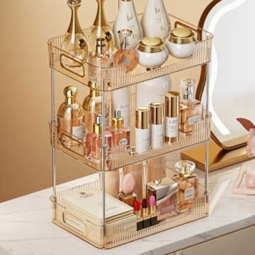 Gold 3-Tier Bathroom Countertop Organizer for Skincare