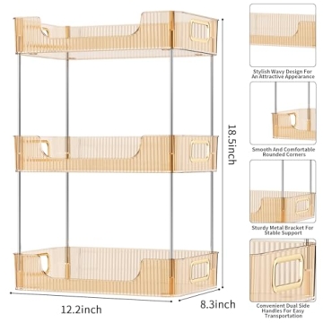 Gold 3-Tier Bathroom Countertop Organizer for Skincare