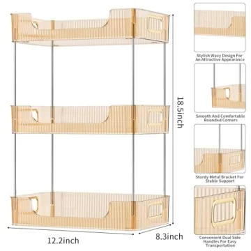 Gold 3-Tier Bathroom Countertop Organizer for Skincare
