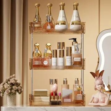 Gold 3-Tier Bathroom Countertop Organizer for Skincare