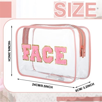 Sotiff 3 Pcs Preppy Clear Makeup Bags Stylish Cosmetic Pouches