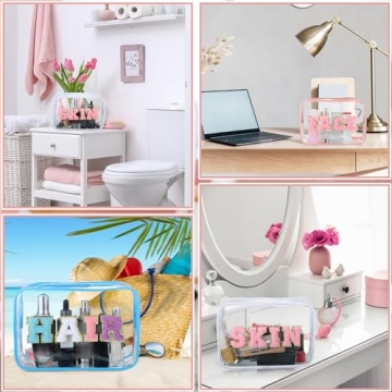 Sotiff 3 Pcs Preppy Clear Makeup Bags Stylish Cosmetic Pouches