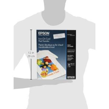 Epson Iron-on Cool Peel Transfer (8.5x11 Inches, 10 Sheets) (S041153),White
