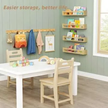 Forbena Natural Wood Coat Rack Wall Mount Set of 4, Wooden Wall Hooks for Bathroom Towels, Vertical Coat Hanger for Kids Room, Boys Girls Bedroom, Office, Entryway Keys Hats and Shoes -16 Hooks