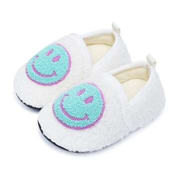 UCUHNB Kids Slippers Toddler Smile Face House Slippers Indoor Home Non-Slip Rubber Sole Shoes Warm C...
