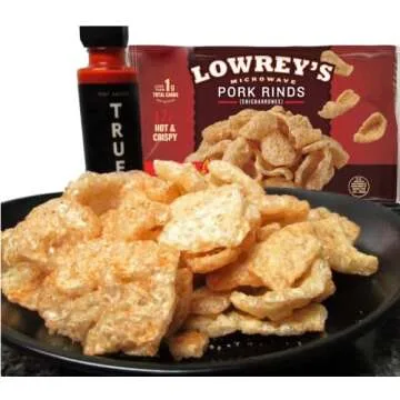 Lowreys Bacon Curls, microwave Pork Rinds Variety Combo, Original & Hot & Spicy, 1.75 Oz (Pack of 6)