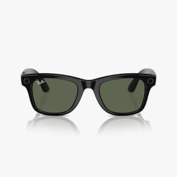 Meta Ray-Ban Smart Glasses, Wayfarer, Shiny Black / G15 Green, Large