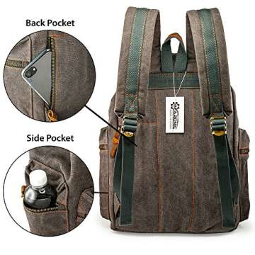 GEARONIC Vintage Canvas Backpack, Casual Daypack Backpacks for Men Women, 15inch Laptop Bag Travel H...