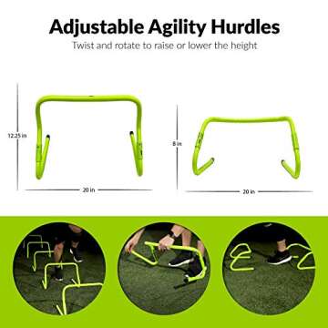 AOT Gear® Speed and Agility Training Equipment - Complete Set Includes Agility Ladder, 6 Adjustable Hurdles, 12 Soccer Cones, Running Parachute, 5 Pack Resistance Bands, Carrying Case and Drills Book