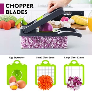 Multifunctional Vegetable Chopper with 8 Blades - Gray