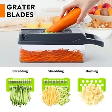 Multifunctional Vegetable Chopper with 8 Blades - Gray