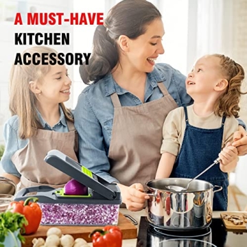 Multifunctional Vegetable Chopper with 8 Blades - Gray