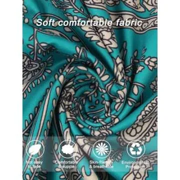 QIANXIZHAN Women's Harem Pants, Hippie Palazzo Pants Boho Joggers Yoga Clothes with Pockets Cyan Flower L