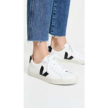 Veja Women's Esplar Logo Sneakers, Extra White/Black, 5 Medium US